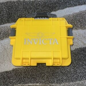 Invicta 3 Slot Hard Side Dive Watch Case Yellow & Silver Lettering Storage